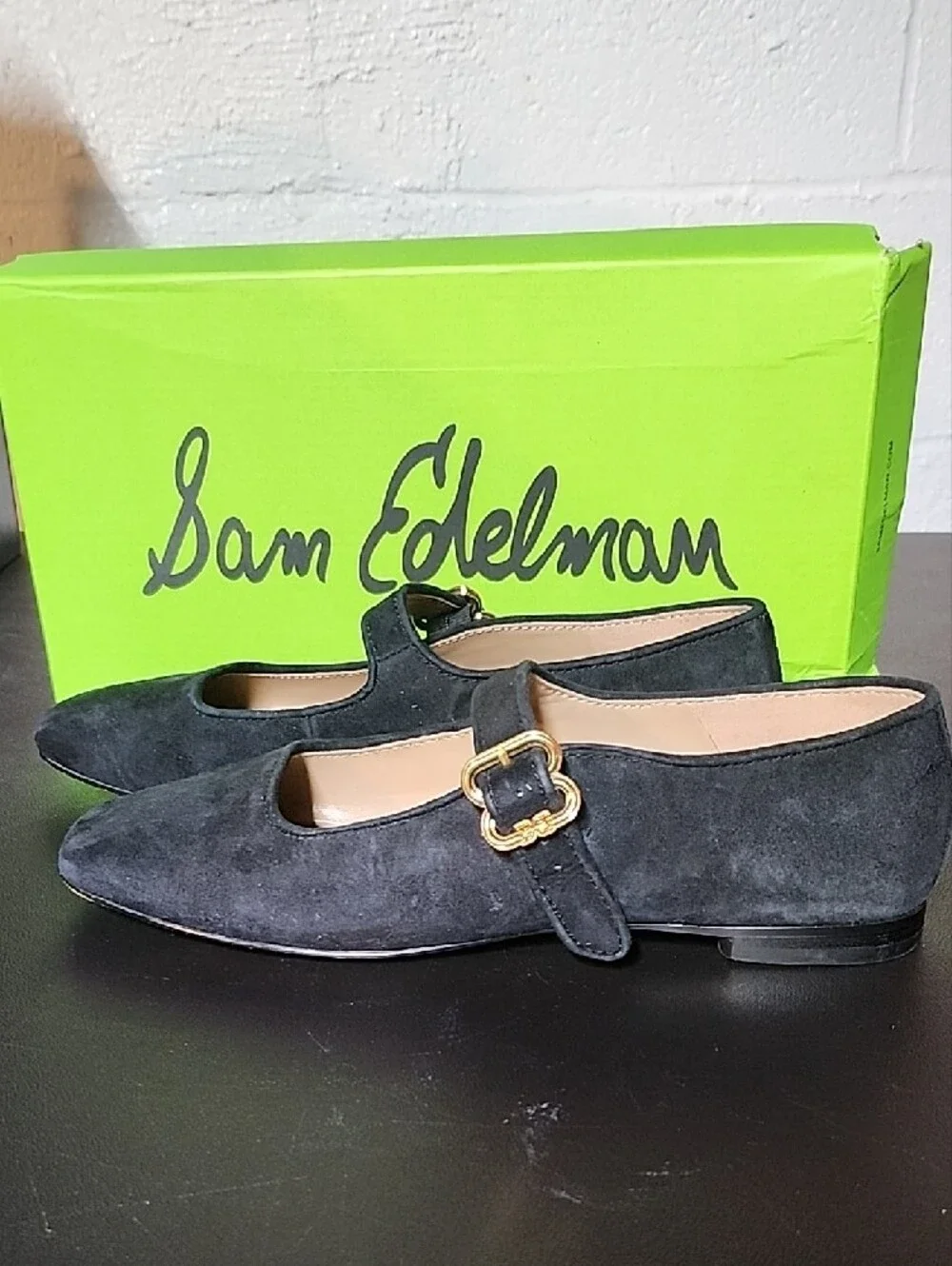Sam Edelman Black Suede Mary Jane Loafers